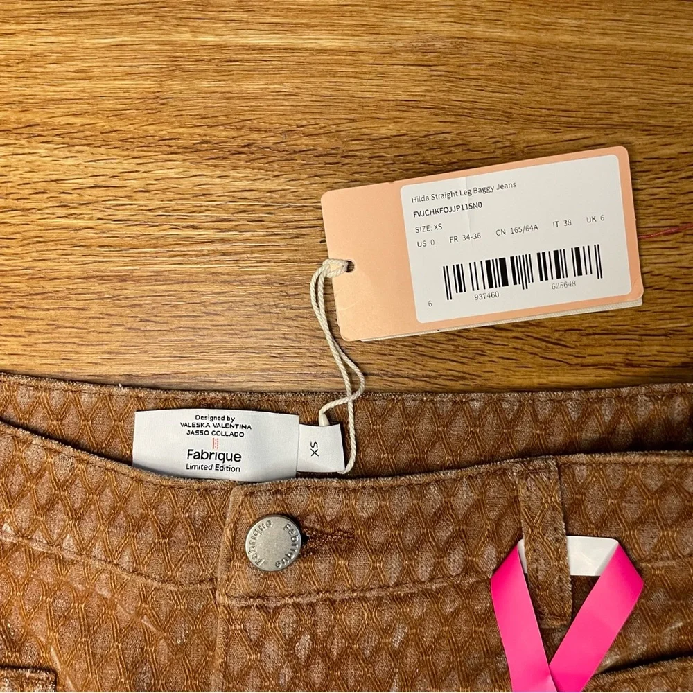 Fabrique Hilda Geometric Texture Baggy Jeans Faded Jacquard Denim - Picture 6 of 8